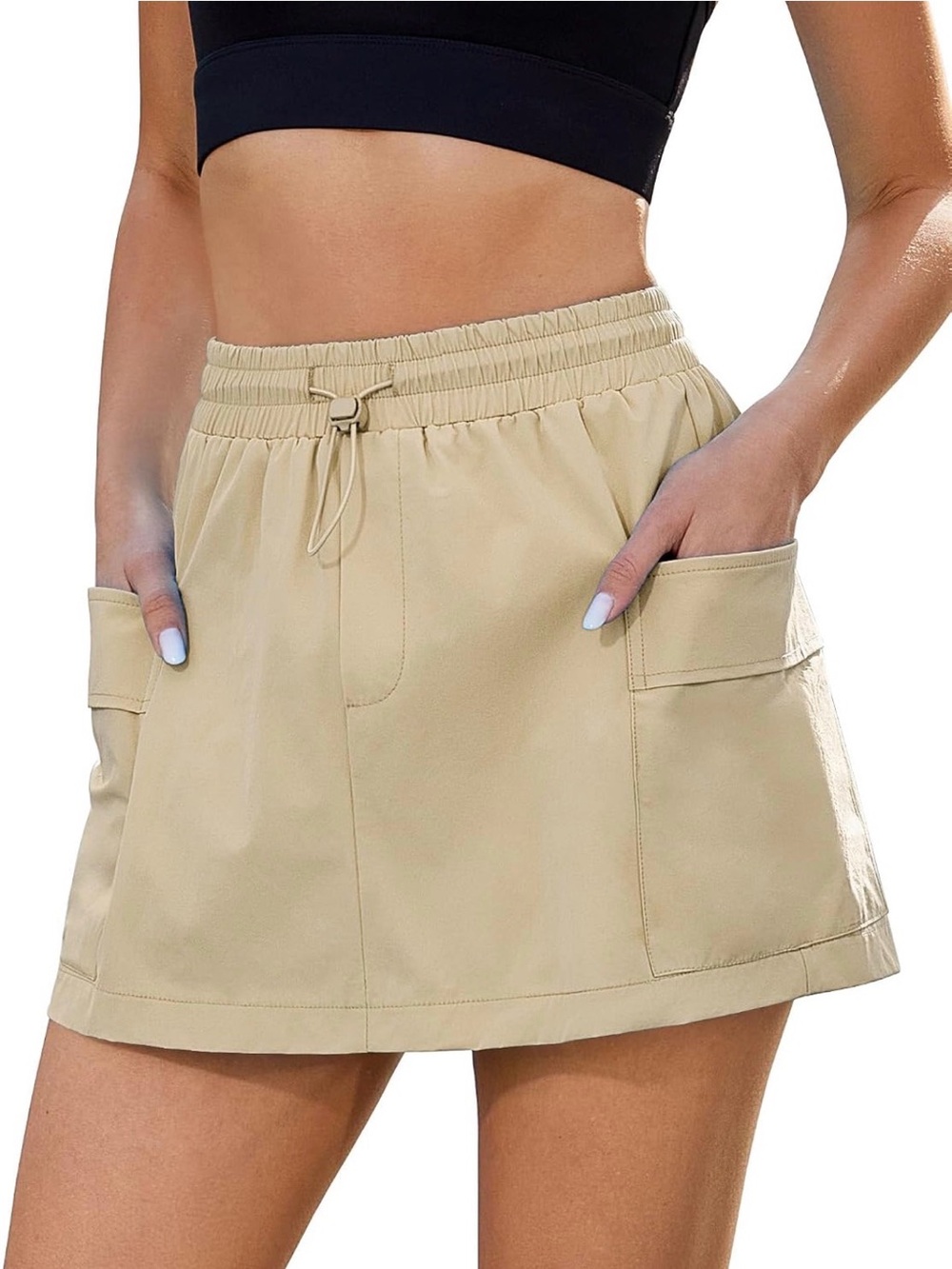 NWT Luvamia Beige Athletic Skort Size Medium Quick Dry Golf Tennis Pickleball
